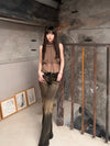 OUDE WAAG High-Neck Shirred Halter Vest OW-OW-25PF-TP03-KQ (YE420 Khaki) (OW-25SS-TP02 OW-25PF-TP03)
